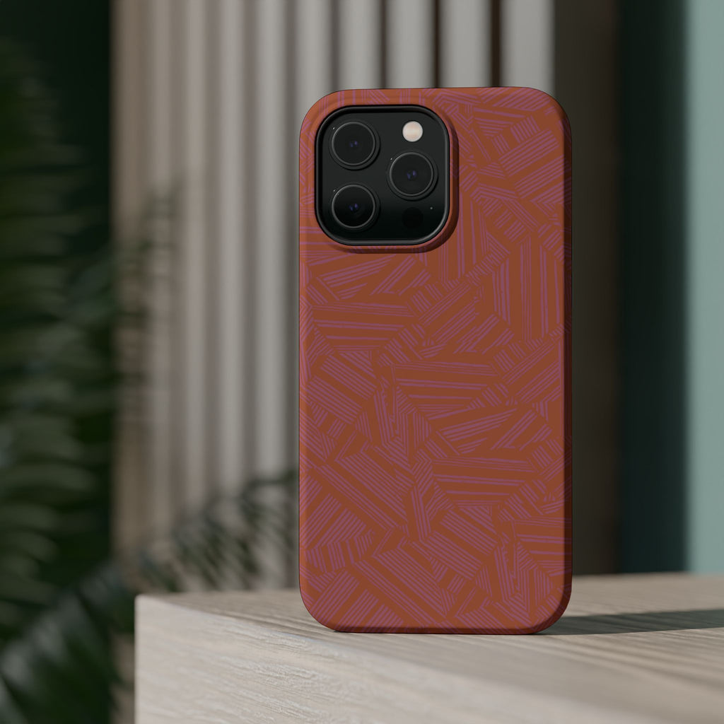 Protective iPhone 18 Pro Max Case With Terracotta Geometric MagSafe Impact Resistance