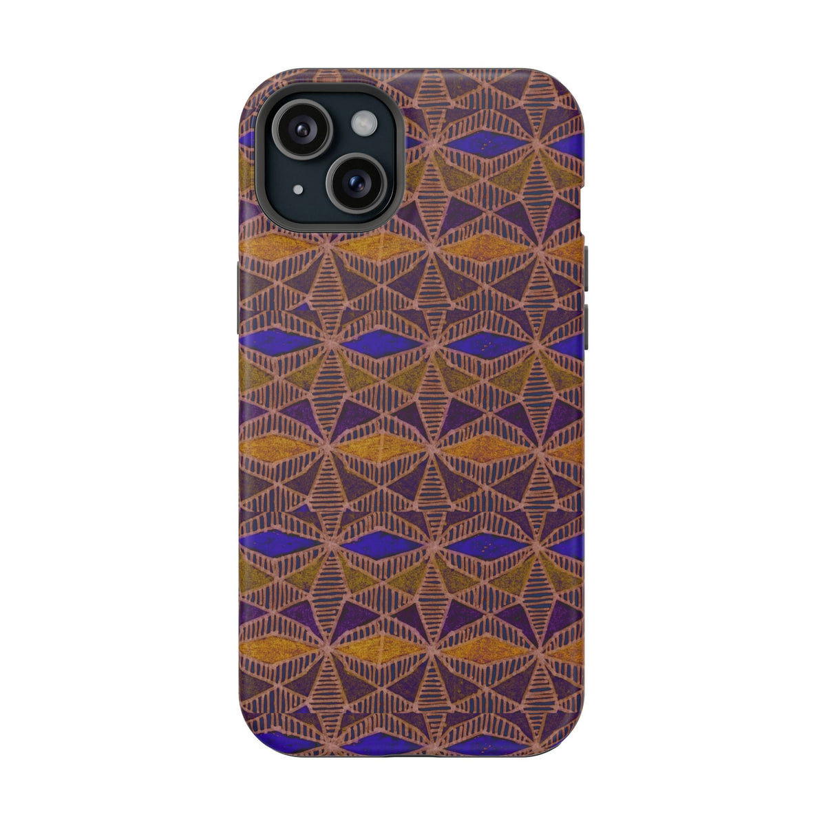 Phone Case — Geometric Tribal Pattern Magnetic Impact-Resistant Case, Fractyl impact resistant iphone 16 pro case displaying a durable printed shell and smooth side access.