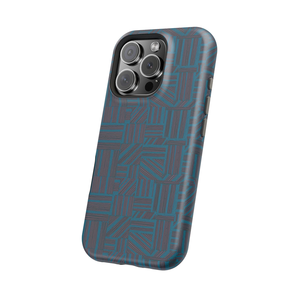 Impact Resistant iPhone 17 Case, Teal Geometric MagSafe Dual-Layer Protection