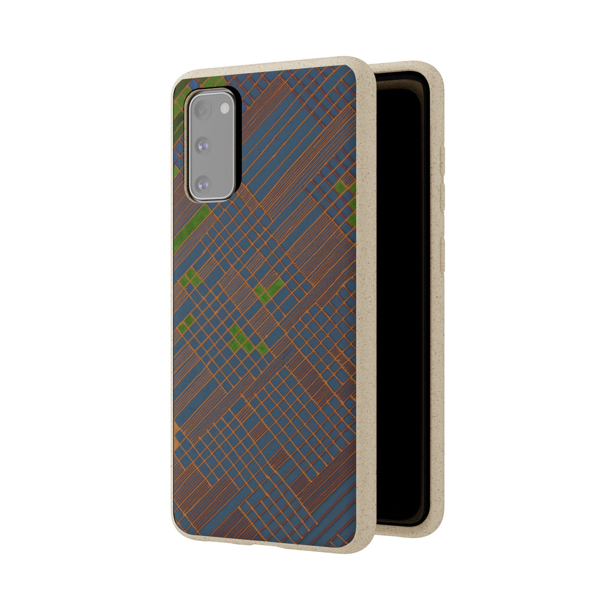 Biodegradable Phone Case — Earthy Geometric Plaid Eco-Friendly Cover, eco friendly phone case product image