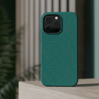 Magnetic Impact-Resistant Phone Case — Teal Geometric Protective Cover, magnetic iphone 18 pro case angled lifestyle image