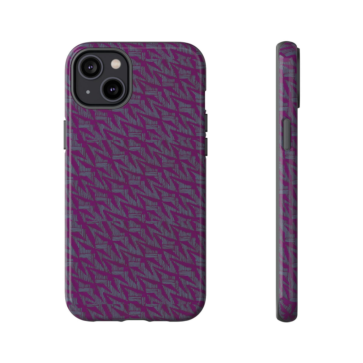 Purple Geometric Tough Phone Case — Protective Slim Phone Cover, slim protective edge and button detail, shockproof iphone 17 pro cover