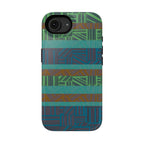 Green Geometric Stripe Phone Case — Impact-Resistant, wireless charging iphone 16 pro max case showing its protective camera surround.
