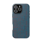 Impact Resistant Phone Case-20% OFF Entire Order, And Free Shipping, Teal Geometric MagSafe phone case with bold teal line pattern; impact resistant iphone 17 case-20% OFF Entire Order, and Free Shipping.