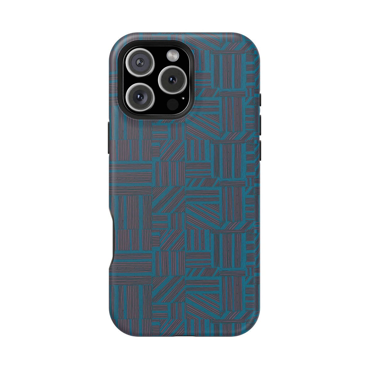 Impact Resistant Phone Case-20% OFF Entire Order, And Free Shipping, Teal Geometric MagSafe phone case with bold teal line pattern; impact resistant iphone 17 case-20% OFF Entire Order, and Free Shipping.