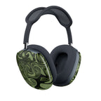 Artful AirPods Max Case — Olive Green Marble Swirl, Lightweight & Scratch-Resistant Design shown on Apple AirPods Max headphones, featuring a stylish protective shell. Apple airpods max 2ccase with vivid, durable marble artwork.