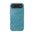 Tough Phone Case — Blue-Green Geometric Watercolor Pattern, shockproof iphone 17 pro case camera lens opening
