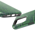 Green Dual Layer iPhone 17 Pro Phone Case, Geometric MagSafe 2-Layer Impact Protection