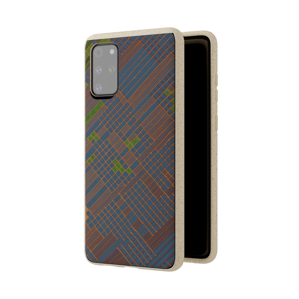 Biodegradable Phone Case — Earthy Geometric Plaid Eco-Friendly Cover, eco friendly phone case product image