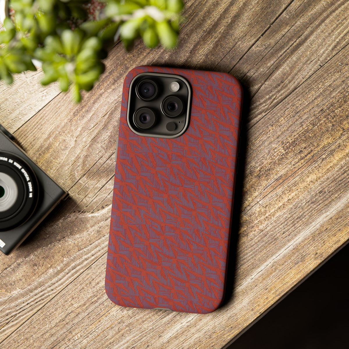 Wireless Charging iPhone 17 ProMax Case – Rugged Red Pebble Texture Shockproof Cover