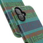 Geometric Green Wireless Charging iPhone 16 Pro Max Case - Impact-Resistant Dual-Layer