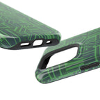 Green Dual Layer iPhone 17 Pro Phone Case, Geometric MagSafe 2-Layer Impact Protection