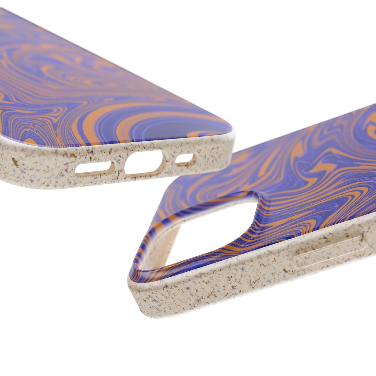 Biodegradable iPhone 17 Case – Purple Orange Marble Swirl Eco-Friendly Protection