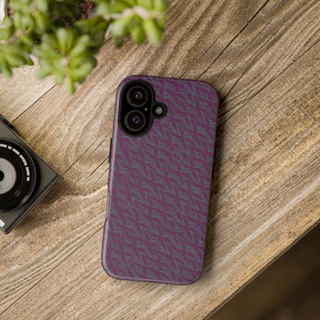 Shockproof Iphone 17 Pro Cover, Purple Geometric Dual-Layer TPU Case, UV-Protected