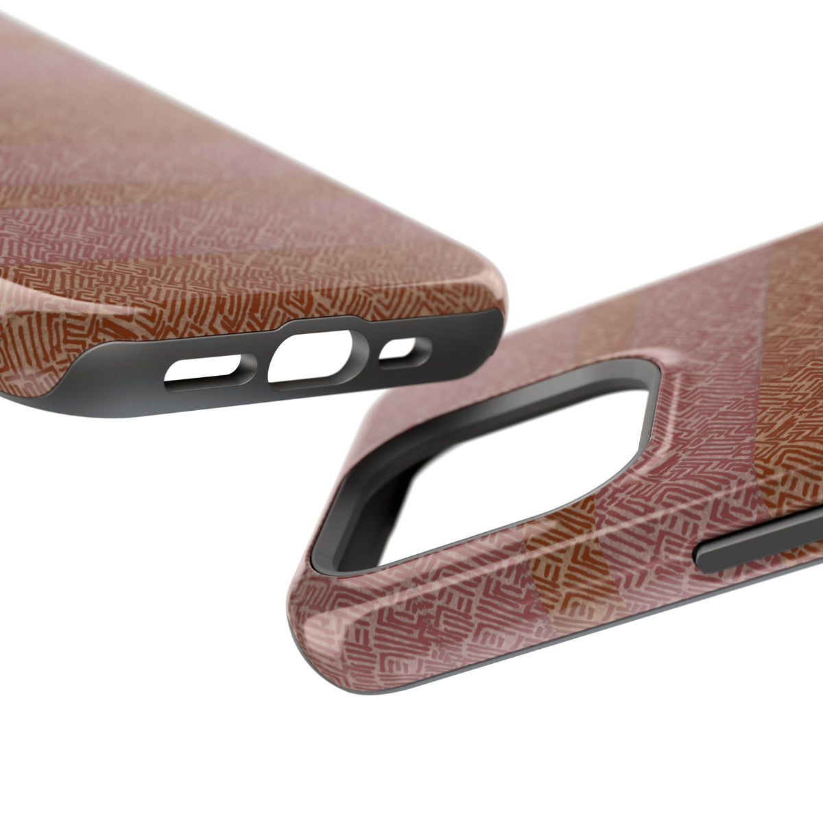 Striped Leather-Texture Magnetic Phone Case — Impact-Resistant iPhone Cover, modern brown wireless charging iphone 18 pro max case