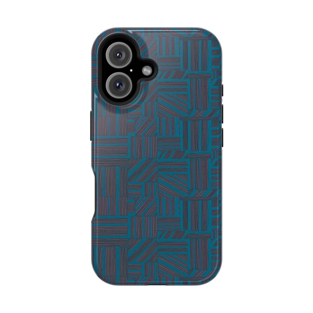 Impact Resistant Phone Case-20% OFF Entire Order, And Free Shipping, Teal Geometric MagSafe case with protective camera surround; impact resistant iphone 17 case-20% OFF Entire Order, and Free Shipping.