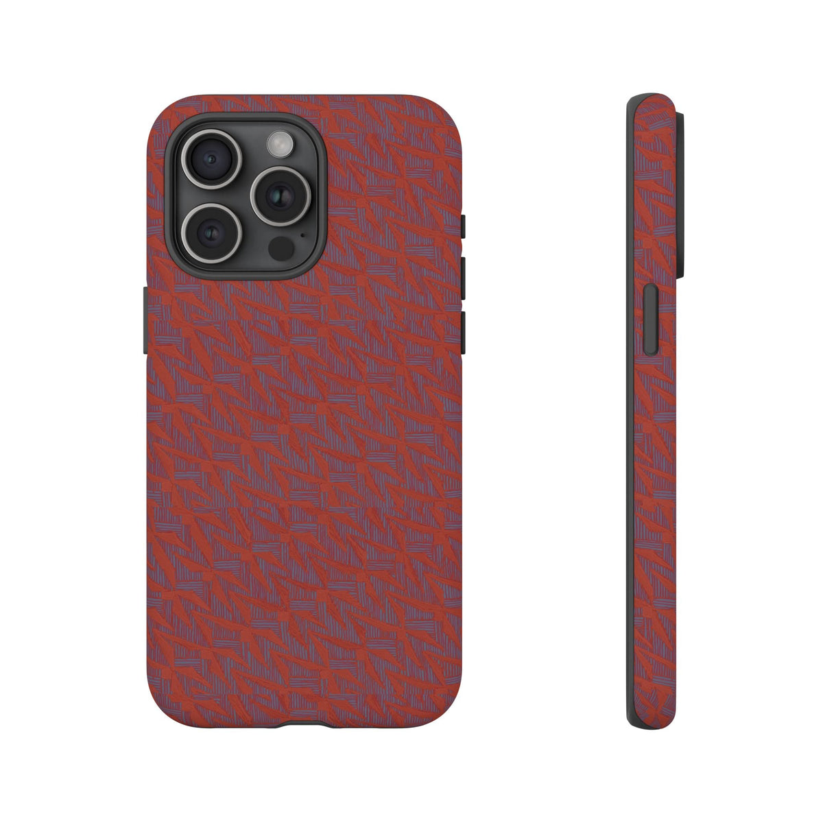 Red Pebble Texture Tough Phone Case — Rugged Shockproof iPhone Cover, wireless charging iphone 17 promax case with horizontal camera module cutout