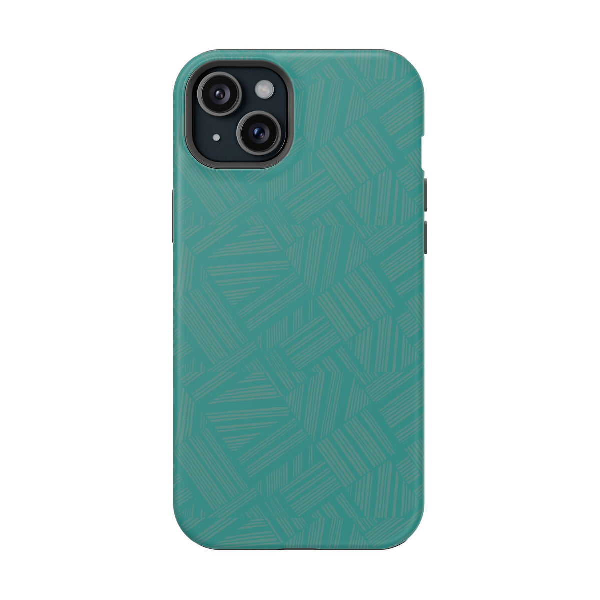 Magnetic Impact-Resistant Phone Case — Teal Geometric Protective Cover, magnetic iphone 18 pro case triple-camera cover