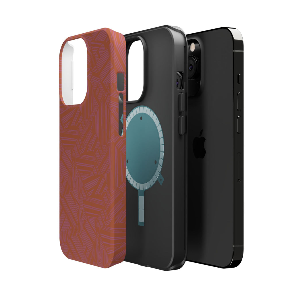 Protective iPhone 18 Pro Max Case With Terracotta Geometric MagSafe Impact Resistance