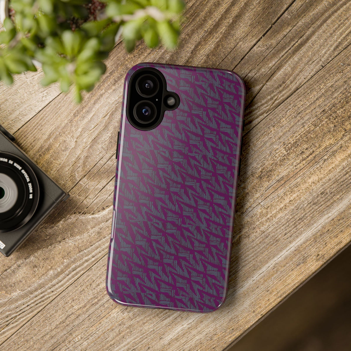 Shockproof Iphone 17 Pro Cover, Purple Geometric Dual-Layer TPU Case, UV-Protected