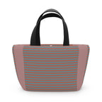 Striped Retro Lunch Bag – Teal & Terracotta Compact Insulated Tote