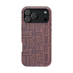 MagSafe Impact Resistant Phone Case - Geometric Brown Pattern, Dual-Layer Protection, shown on a smartphone; impact resistant iphone 17 pro max case