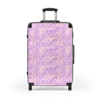 Pink Pastel Pattern Suitcase — Floral Grid Carry-On Luggage