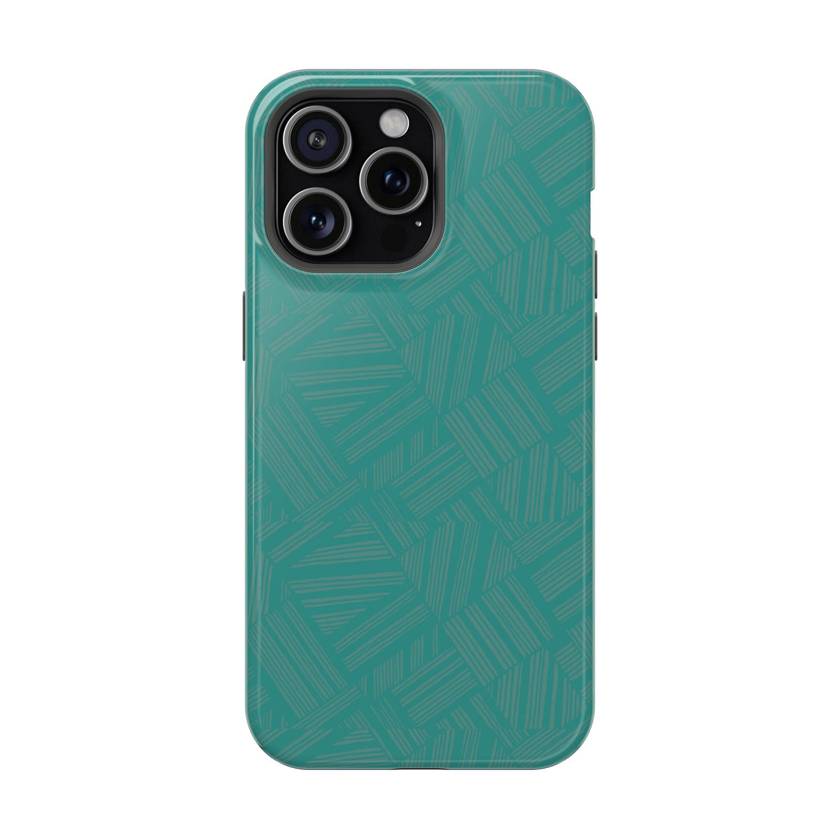 Magnetic Impact-Resistant Phone Case — Teal Geometric Protective Cover, magnetic iphone 18 pro case protective raised edges