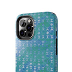 Tough Phone Case — Blue-Green Geometric Watercolor Pattern, shockproof iphone 17 pro case side button protection