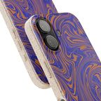 Biodegradable iPhone 17 Case – Purple Orange Marble Swirl Eco-Friendly Protection