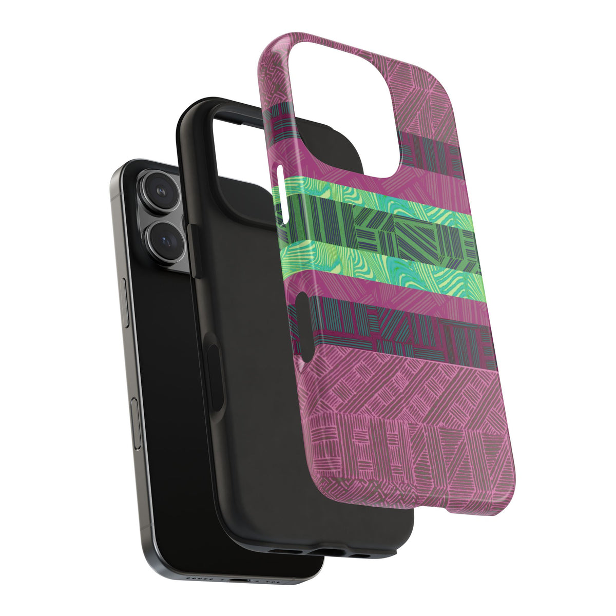 Fractyl Glossy Protective iPhone 18 Pro Max Case – Geometric Teal Shockproof Design