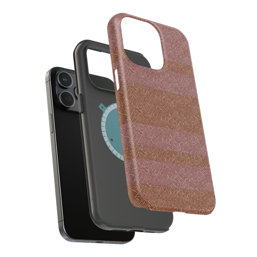 Striped Leather-Texture Magnetic Phone Case — Impact-Resistant iPhone Cover, phone case edge detail wireless charging iphone 18 pro max case