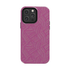 Magenta Geo Pattern Tough Phone Case — Protective Floral-Style Abstract Design, wireless charging iphone 18 pro case rear view.