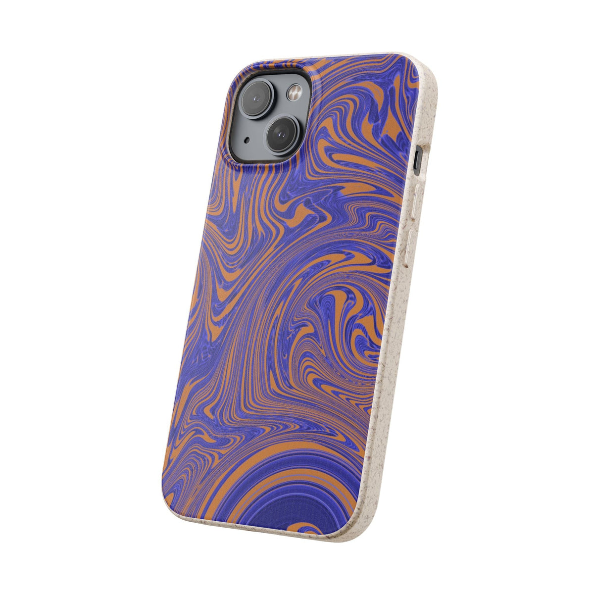 Biodegradable iPhone 17 Case – Purple Orange Marble Swirl Eco-Friendly Protection