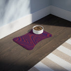 Beautifully designed Pet Feeding Mat with a wood grain pattern in vibrant purple and red. This memory foam dog mat is an excellent choice for pet owners looking for a functional feeding mat. It provides a stable surface for dog and cat bowls, serving as a non-slip mat, a washable mat, and a stylish addition to any feeding area.