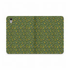 Green Botanical Pattern Tablet Folio Case, a vegan leather tablet case with detailed woodland-inspired pattern and camera access cutout