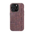 MagSafe Impact Resistant Phone Case - Geometric Brown Pattern, Dual-Layer Protection, precise side control access; impact resistant iphone 17 pro max case