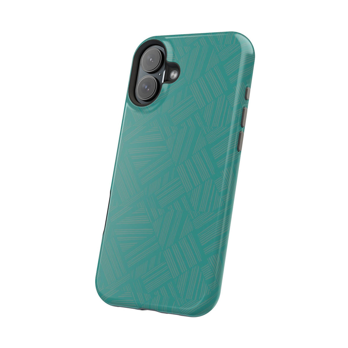 Magnetic Impact-Resistant Phone Case — Teal Geometric Protective Cover, magnetic iphone 18 pro case bottom opening detail