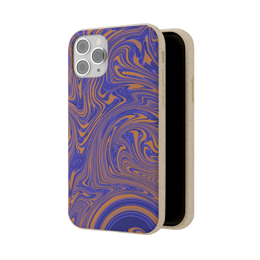 Biodegradable Marble Swirl Phone Case — Purple & Orange Eco-Friendly Protective Cover shown beside its side profile; protective biodegradable case _CASETiFY5 alternative.