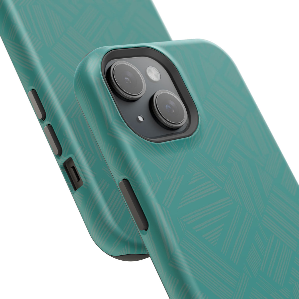 Magnetic Impact-Resistant Phone Case — Teal Geometric Protective Cover, magnetic iphone 18 pro case exploded dual-layer view