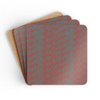 Abstract Red Chevron Coaster Set (4) — Modern Geometric Cork-Back Drink Coasters