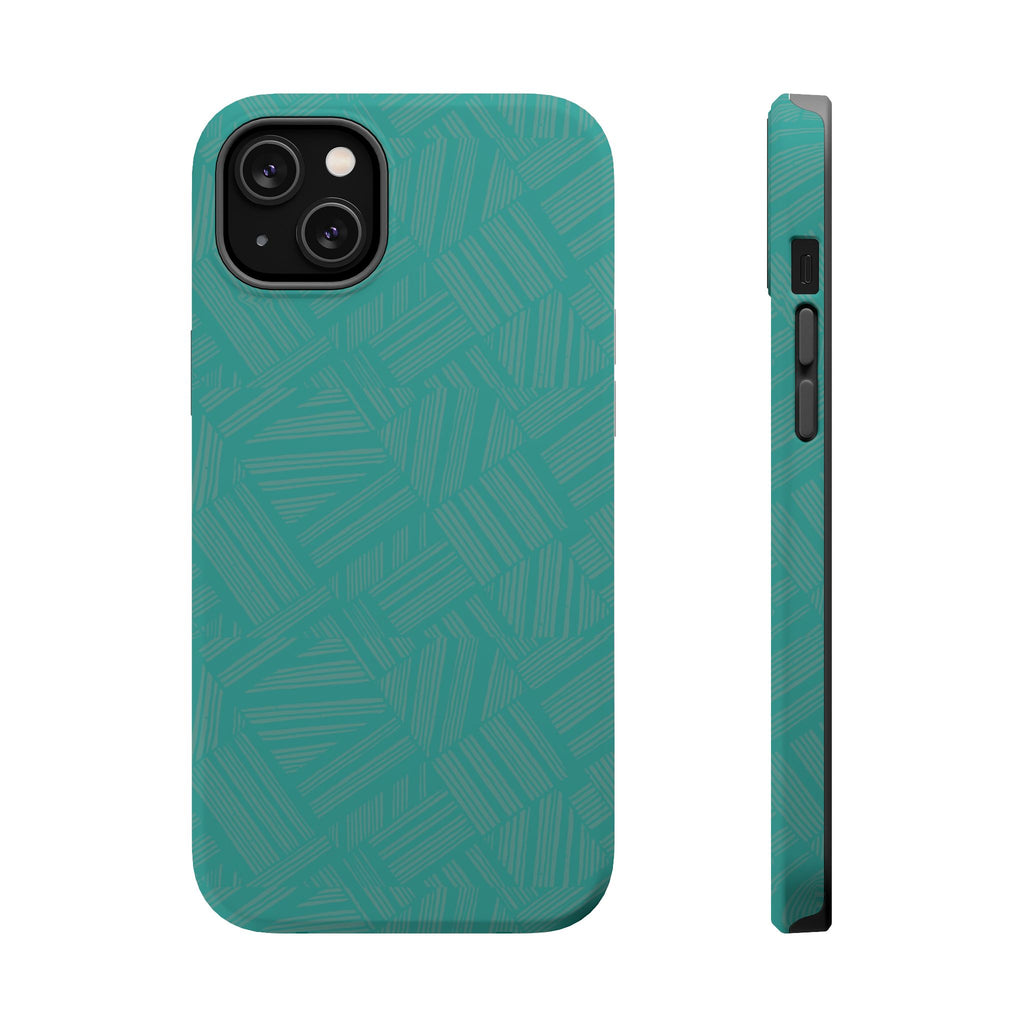 Magnetic Impact-Resistant Phone Case — Teal Geometric Protective Cover, magnetic iphone 18 pro case with raised camera protection