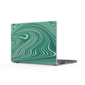 Green Marble Swirl Slim Laptop Protective Case - Lightweight Matte MacBook Cover, green marble MACBOOK PRO 16 case shown on an open laptop with a flowing abstract wave pattern