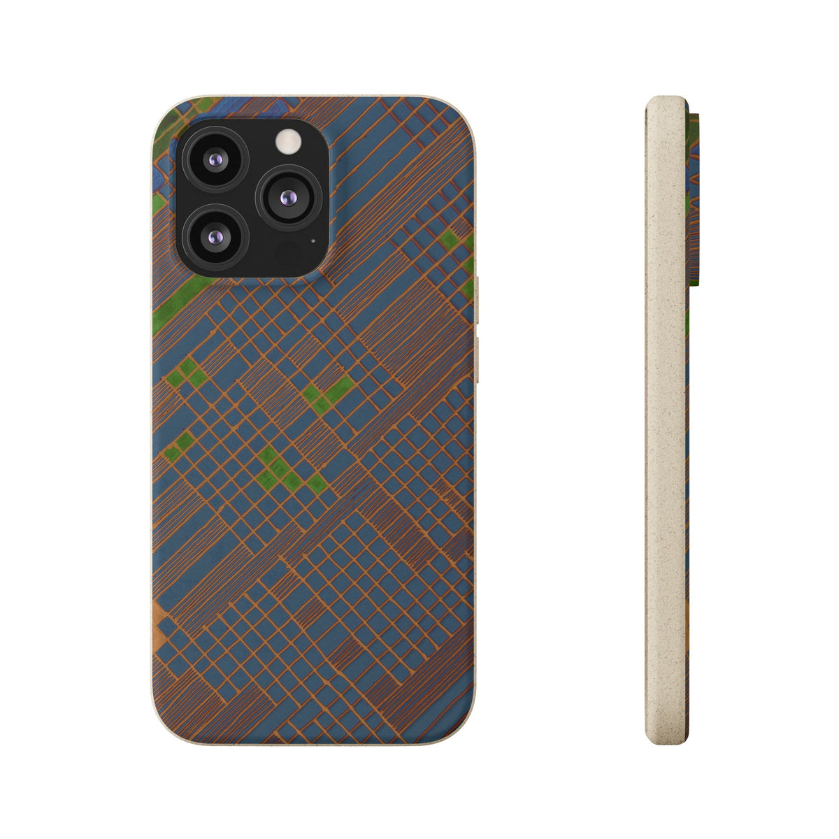 Biodegradable Phone Case — Earthy Geometric Plaid Eco-Friendly Cover, eco friendly phone case product image