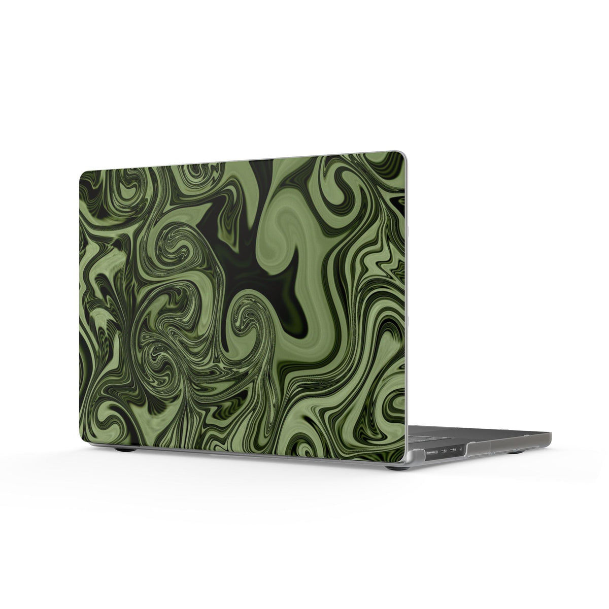 Olive Swirl Matte MacBook Case — Green Marble Abstract Laptop Cover featuring a captivating green swirl design, perfect as an aesthetic case for artists and students alike. This durable matte MacBook case serves as both a stylish everyday carry and a unique laptop skin. Ideal gifts for her or him, this abstract case enhances any tech accessories collection with its boho appeal.