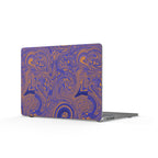 Close-up of the vibrant swirls on the Marbled Purple & Orange Matte MacBook Case — Abstract Swirl Laptop Cover, exemplifying a striking matte MacBook cover for creative professionals.