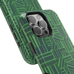 Green Dual Layer iPhone 17 Pro Phone Case, Geometric MagSafe 2-Layer Impact Protection