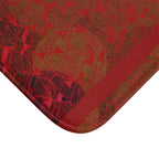 Red Abstract Stripes Bath Mat — Warm Textured Bathroom Rug