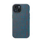 Impact Resistant Phone Case-20% OFF Entire Order, And Free Shipping, Teal Geometric MagSafe phone case back view with camera opening; impact resistant iphone 17 case-20% OFF Entire Order, and Free Shipping.