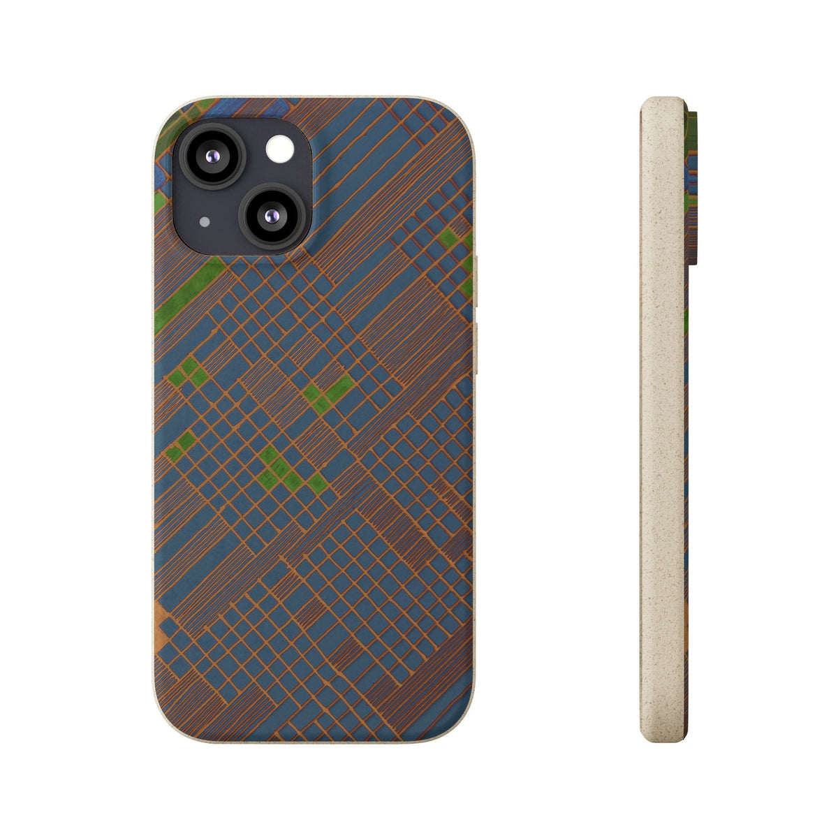 Biodegradable Phone Case — Earthy Geometric Plaid Eco-Friendly Cover, eco friendly phone case product image